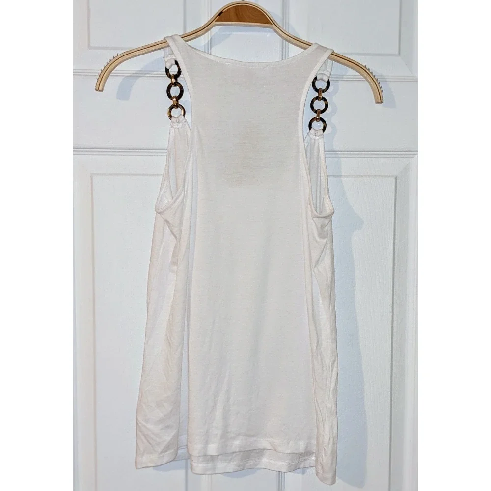 Michael Kors White Tank Top‎ Chain Strap Sleeveless Casual XS NWT $88